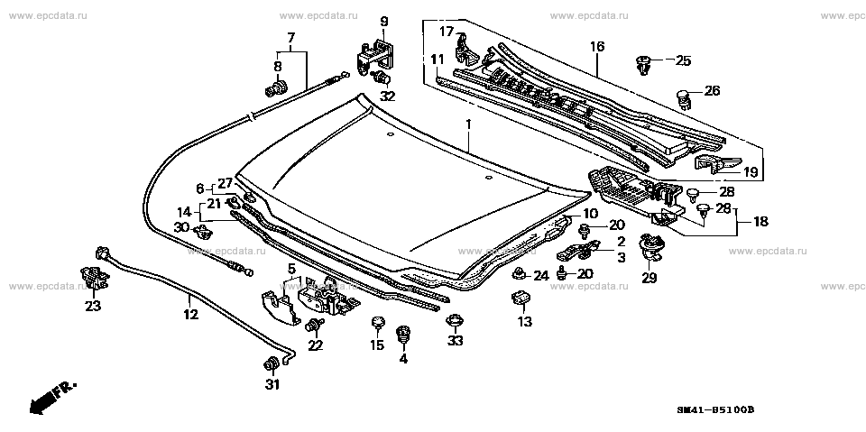 Hood for Honda Accord CB, 4 generation, restyling 02.1992 - 01.1994 - Honda  Car and Auto Spare Parts - Genuine Online Car Parts Catalogue - Amayama