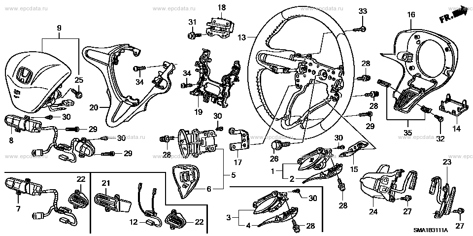 B-31-11 steering wheel (SRS) (2) for Honda Stream frame DBA-RN6