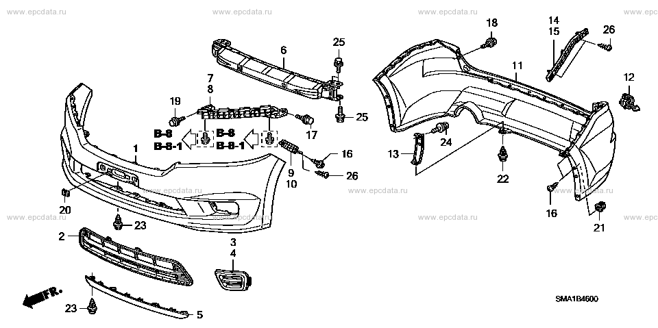 B-46 bumper for Honda Stream frame DBA-RN6 - Genuine parts - Amayama