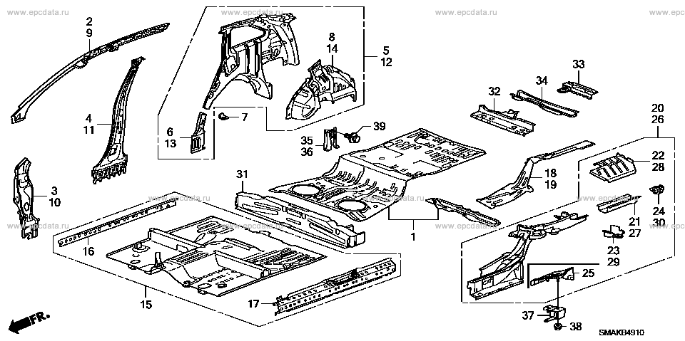 B-49-10 ﾌﾛｱｰ/ｲﾝﾅｰﾊﾟﾈﾙ for Honda Stream frame DBA-RN6 - Auto parts