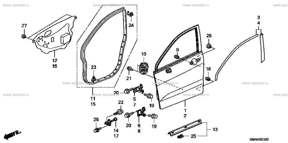 B-53-20 ﾌﾛﾝﾄﾄﾞｱｰﾊﾟﾈﾙ for Honda Stream frame DBA-RN9 - Auto parts - Amayama