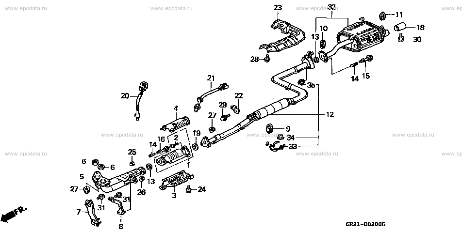 B-2 ｴｷｿﾞｰｽﾄﾊﾟｲﾌﾟ/ｻｲﾚﾝｻｰ for Honda CR-X Delsol frame E-EG1