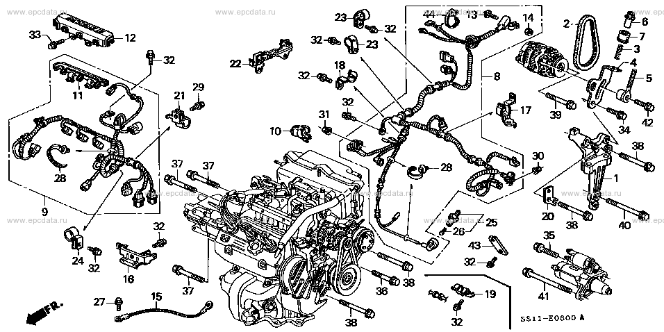 Engine wire harness /ｸﾗﾝﾌﾟ for Honda Beat 1 generation 05.1991