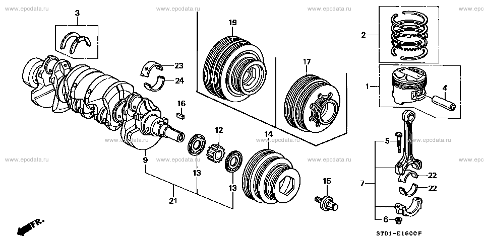 piston / crankshaft for Honda Domani E-MA6, RI-F 1000001 - 1100000