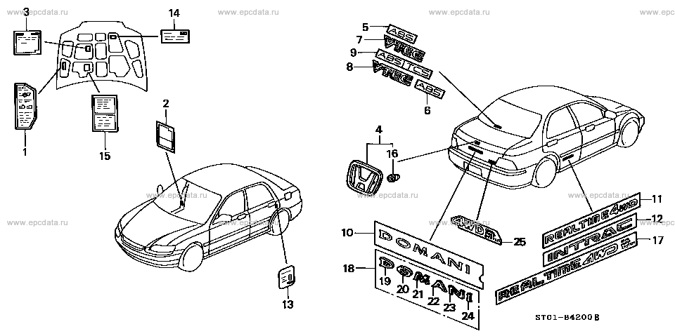 Emblems / stickers for Honda Domani 1 generation, restyling 10.1995 -  12.1996 - Honda Car and Auto Spare Parts - Genuine Online Car Parts  Catalogue - Amayama