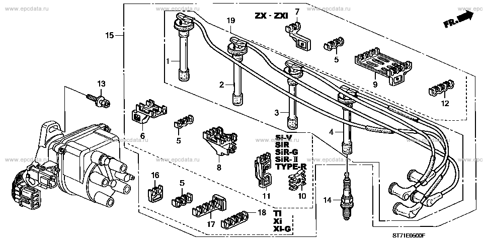 High-tention cord / plug for Honda Integra 3 generation, 2 restyling 01 ...