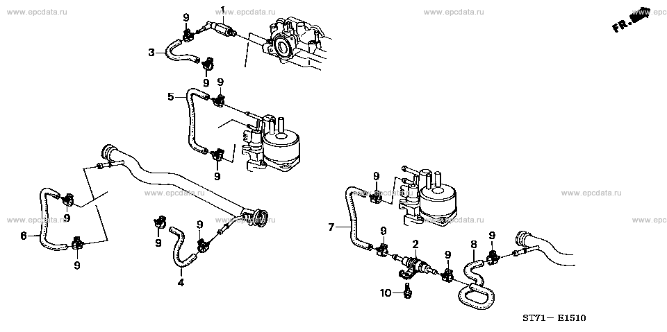 Water hose for Honda Integra 3 generation 07.1993 - 08.1995