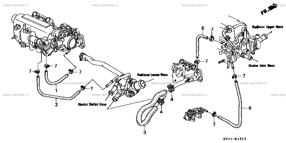 Water hose for Honda Integra 3 generation 07.1993 - 08.1995