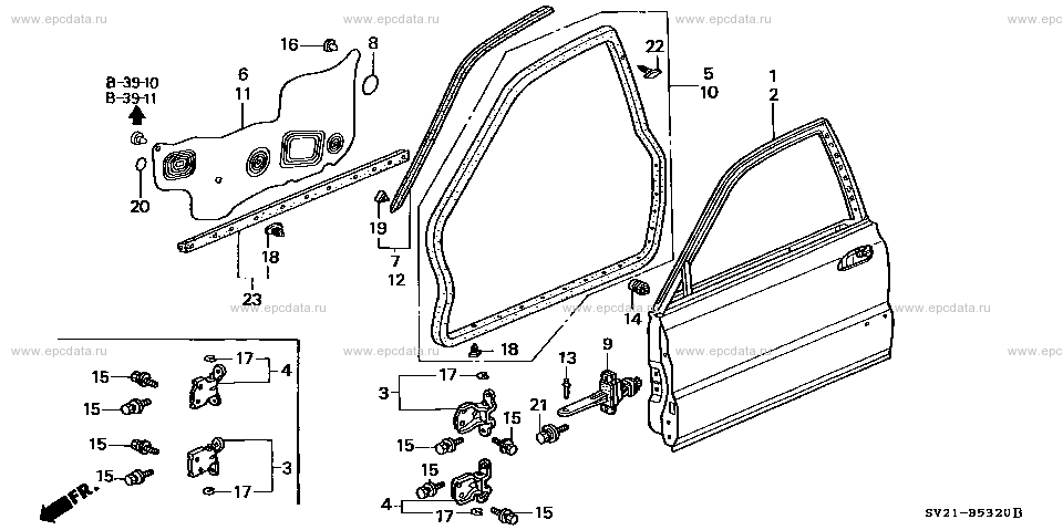 B-53-20 ﾌﾛﾝﾄﾄﾞｱｰﾊﾟﾈﾙ for Honda Accord Coupe frame E-CD8 - Genuine parts -  Amayama