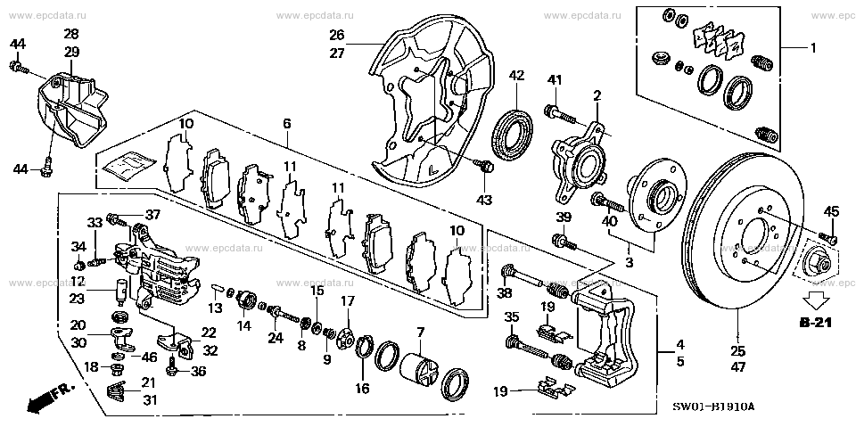 B-19-10 rear brake for Honda NSX frame LA-NA2 - Auto parts - Amayama