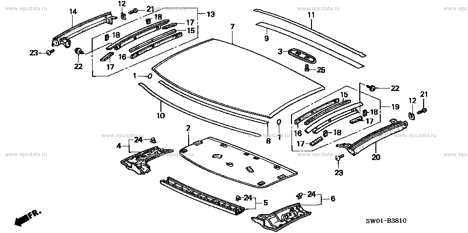 Roof panel for Honda NSX 1 generation 09.1990 - 11.2001 - Honda Car and ...