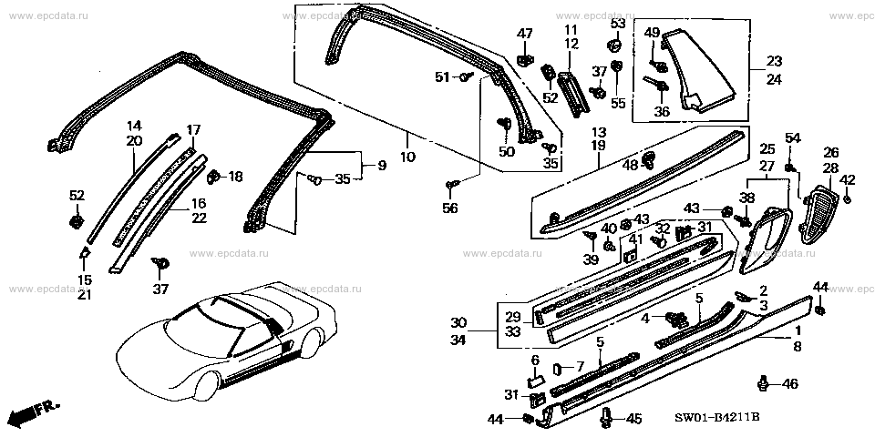 Moldings for Honda NSX 1 generation 09.1990 - 11.2001 - Honda Car and ...