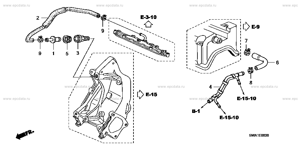 Breather tube for Honda CR-V RE, 3 generation 10.2006 - 08.2009