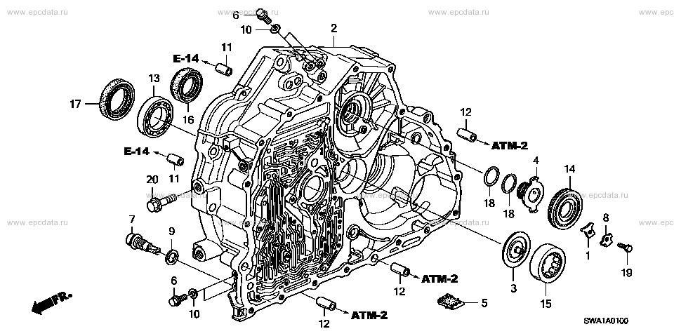 Torque converter case for Honda CR-V RE, 3 generation, restyling 09. ...