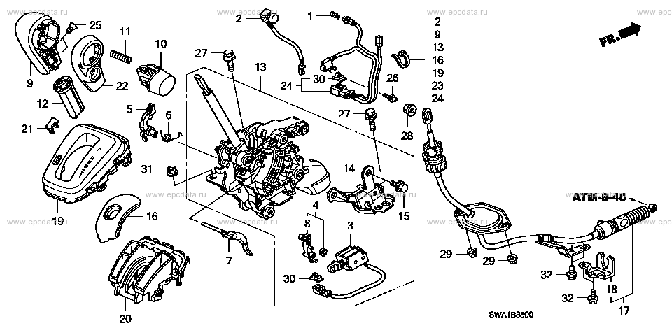 Gear selector for Honda CR-V RE, 3 generation, restyling 09.2009 - 11. ...