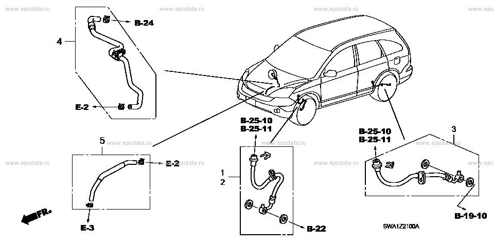 BOP21- hose &ﾁｭｰﾌﾞ/ ｻｰﾋﾞｽｷｯﾄ 部品 for Honda CR-V frame DBA-RE4 