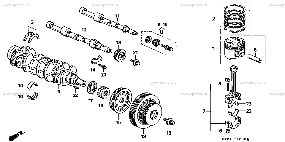 E Piston Crankshaft For Honda Odyssey Frame E Ra Genuine Parts Amayama