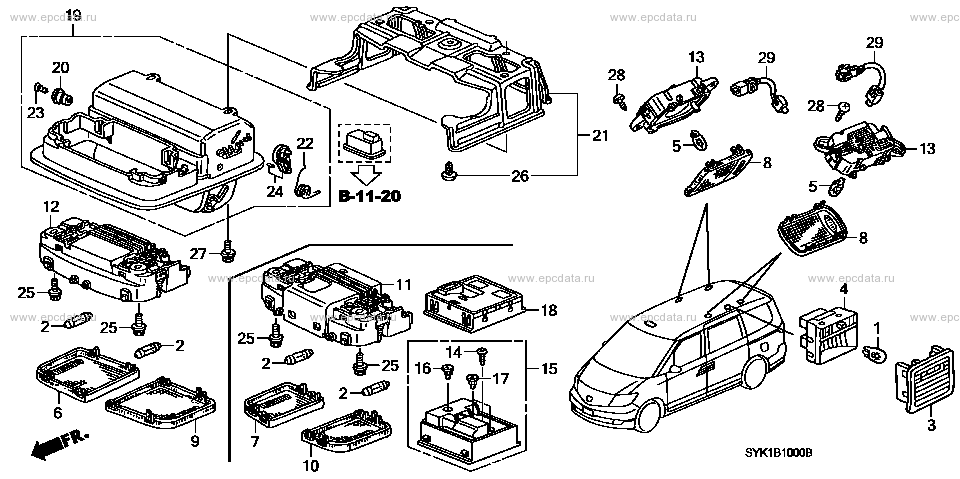 B-10 ｲﾝﾃﾘｱﾗｲﾄ for Honda Elysion frame DBA-RR2 - Auto parts - Amayama