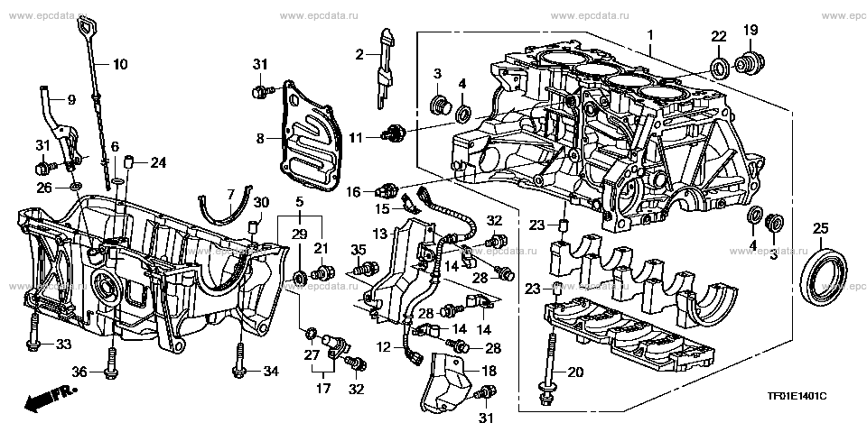 E-14-1 cylinder block / oil pan (1.5L) for Honda Fit frame DBA-GE8