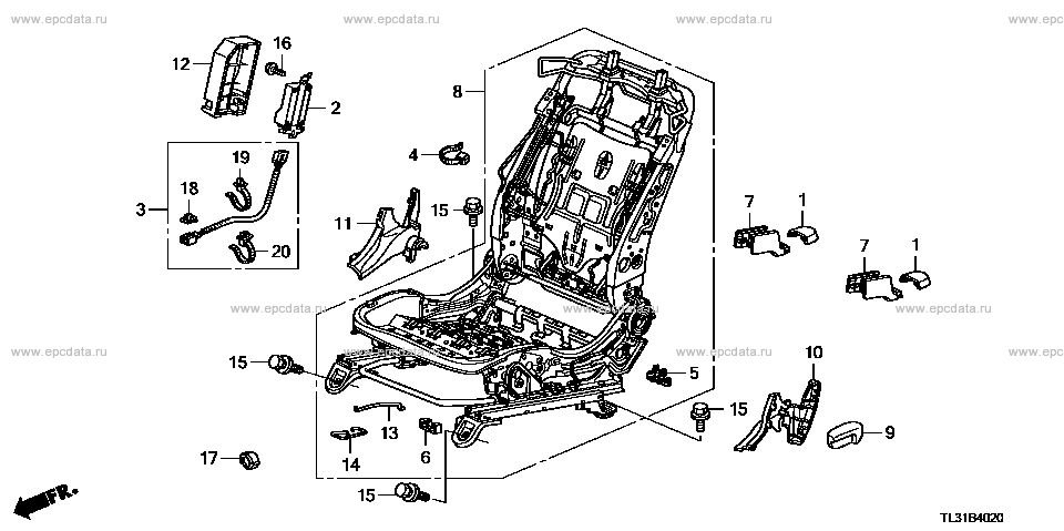 B-40-20 ﾌﾛﾝﾄｼｰﾄｼｮｰﾄﾊﾟｰﾂ (L.) for Honda Accord frame DBA-CU2 - Auto