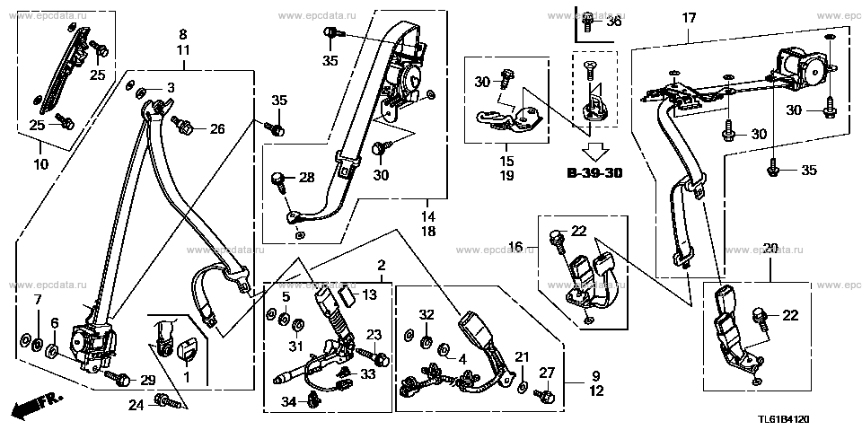B-41-20 ｼｰﾄﾍﾞﾙﾄ for Honda Accord Tourer frame DBA-CW2 - Auto parts
