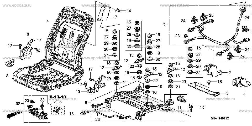 B-40-21 FRONT SEAT COMPONENTS (R.) (SWS)