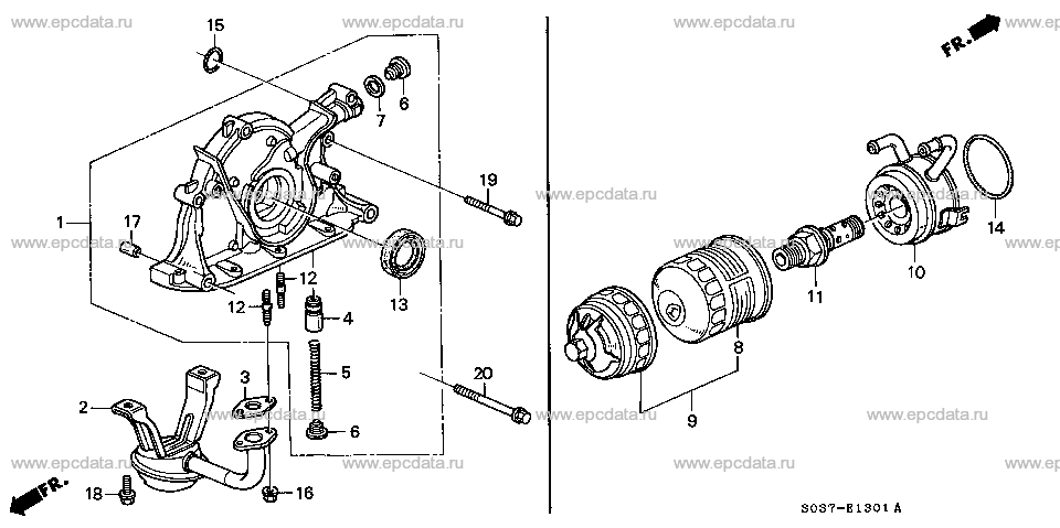 E-13-1 OIL PUMP/OIL STRAINER (DOHC VTEC)