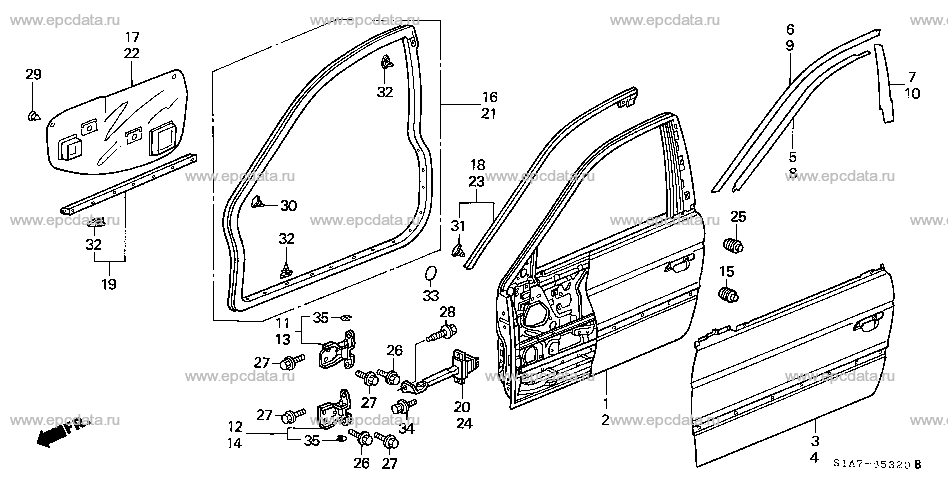 Front door panels for Honda Accord CF, 6 generation 09.1997 - 05.2000 ...