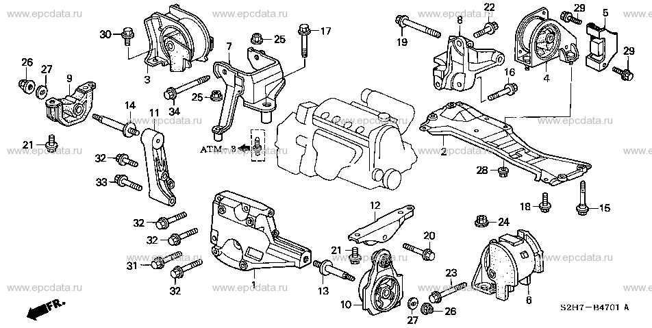 Engine mounts for Honda HR-V GH, 1 generation, restyling 01.2001 - 06. ...