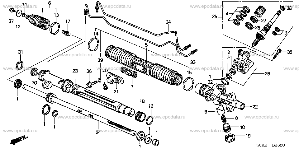 B-33-20 POWER STEERING GEAR BOX COMPONENTS (HPS)(LH) Applicabile: LH