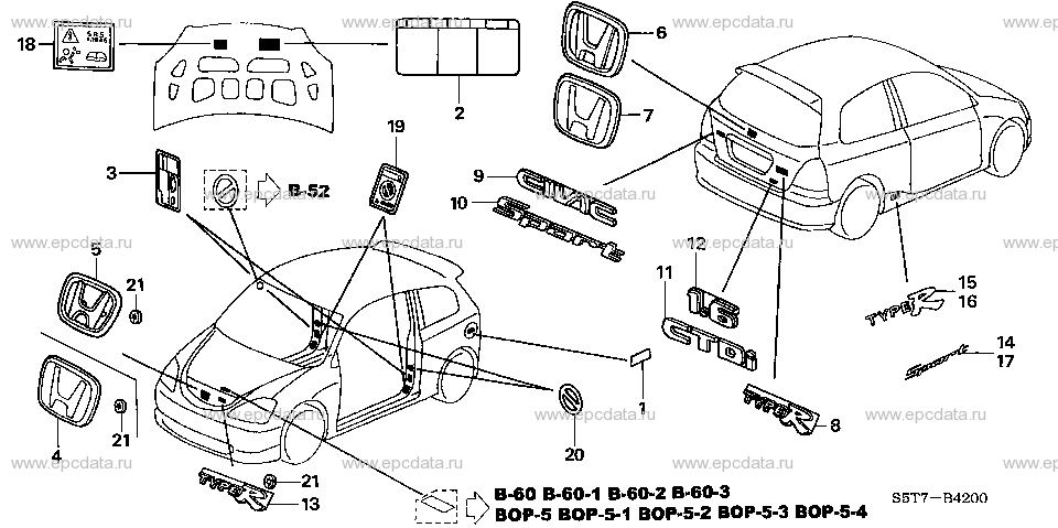 B-42 EMBLEMS/CAUTION LABELS