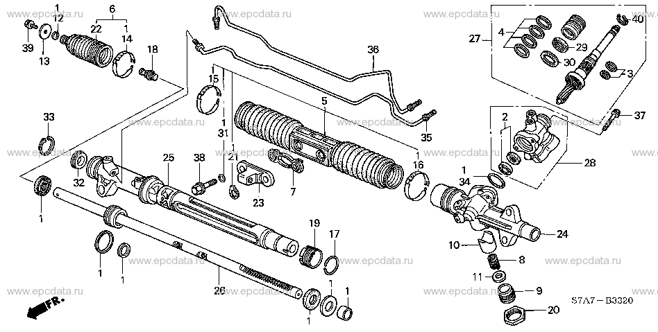 B-33-20 POWER STEERING GEAR BOX COMPONENTS (HPS) (LH) Applicabile: LH