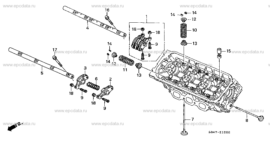 E-12-2 VALVE/ROCKER ARM (FRONT) (V6)