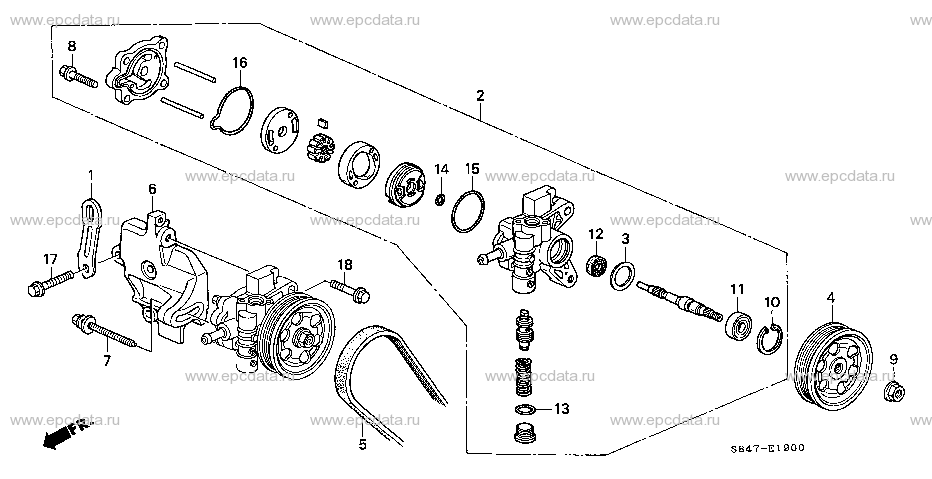 E-19 POWER STEERING PUMP/ BRACKET (L4)