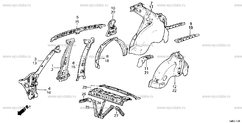 B-49-5 BODY STRUCTURE COMPONENTS (6)(4D)