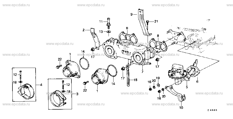 E-3-1 CARBURETOR INSULATOR/ MANIFOLD/FUEL PUMP (2)