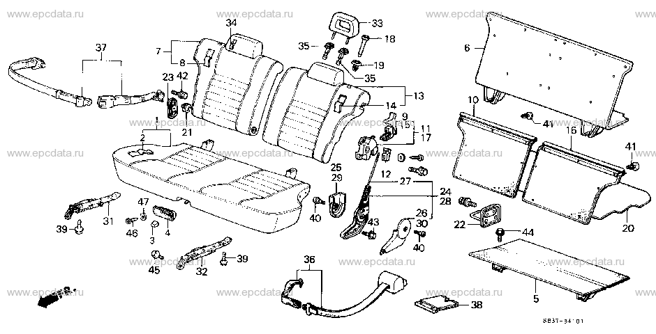 B-41-1 REAR SEAT/SEATBELT (2D) (2)