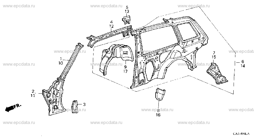 B-49-4 BODY STRUCTURE COMPONENTS (5)(2D)