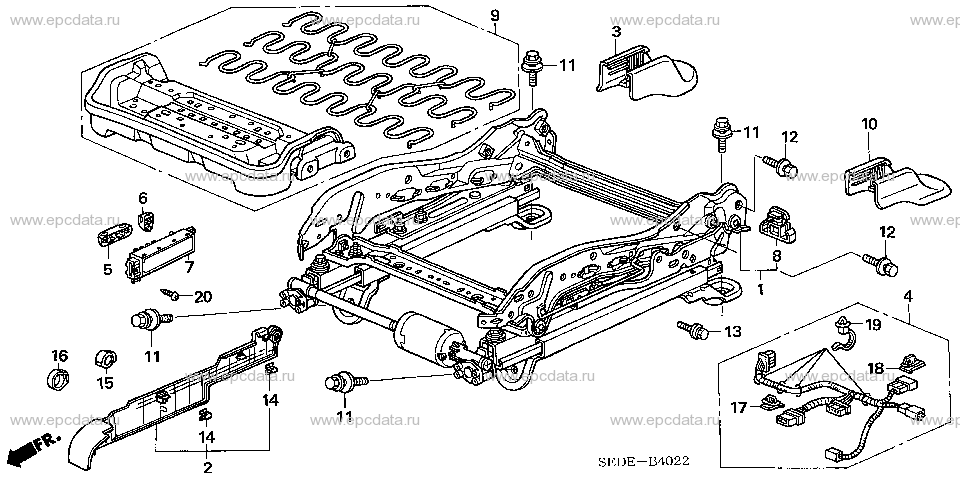 B-40-22 FRONT SEAT COMPONENTS (R.)(4WAY POWER SEAT)