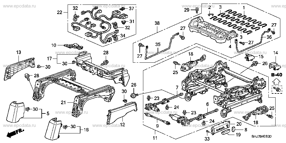 B-40-10 FRONT SEAT COMPONENTS (L.) (8WAY POWER SEAT)