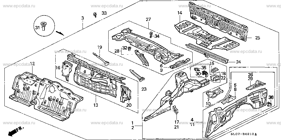 B-49-10 BODY STRUCTURE COMPONENTS (REAR FRAME)