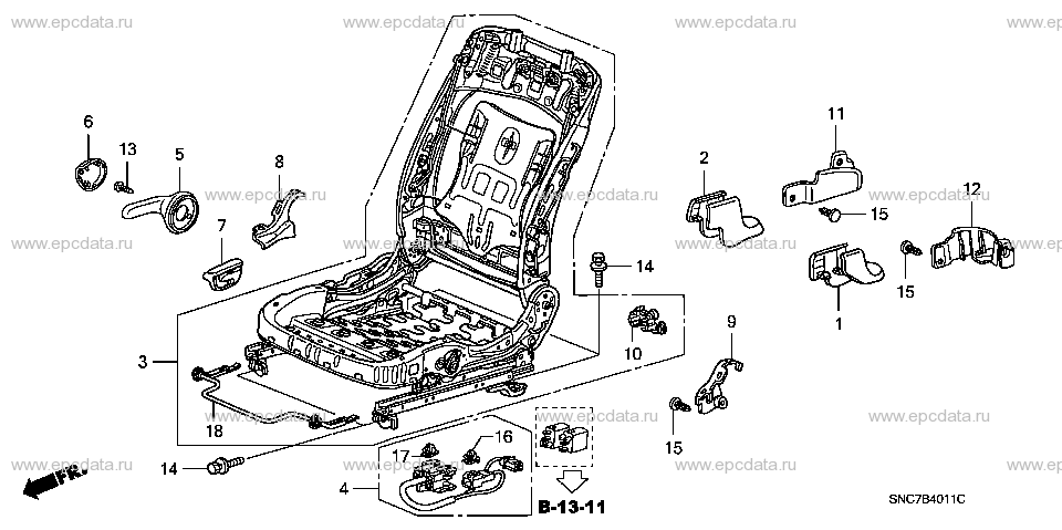 B-40-11 FRONT SEAT COMPONENTS (RH) (DRIVER SIDE) Applicabile: RH