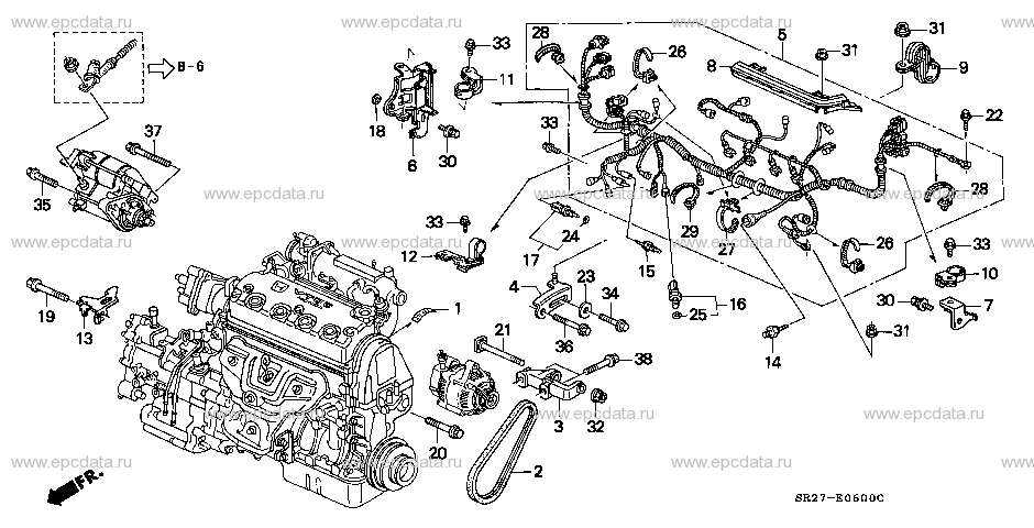 E-6 ENGINE WIRE HARNESS/CLAMP (SOHC)(-'95)