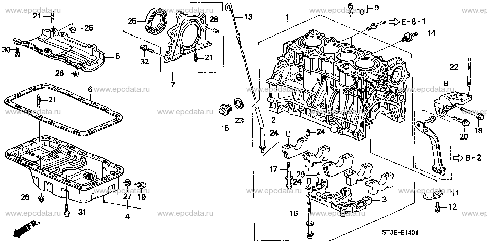 E-14-1 CYLINDER BLOCK/OIL PAN (DOHC VTEC)