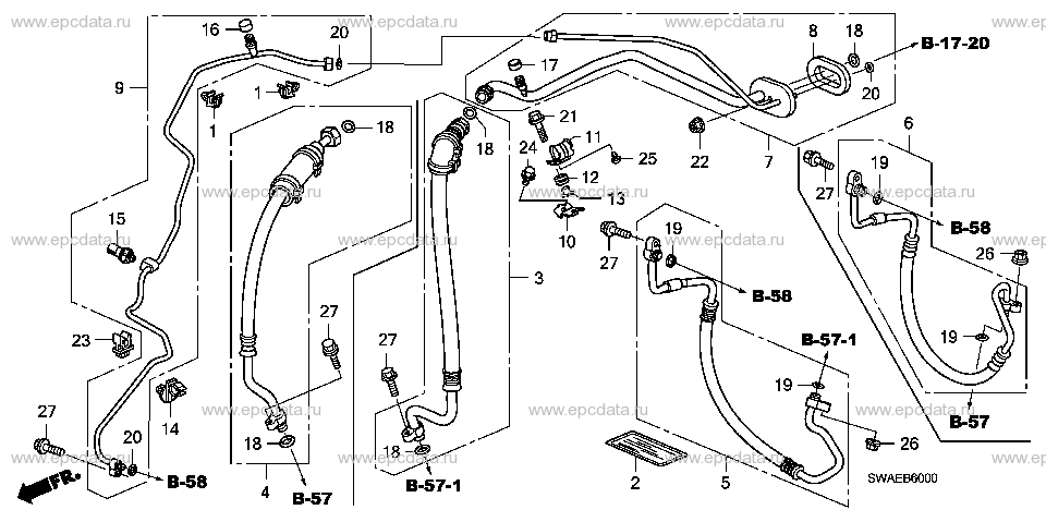 B-60 AIR CONDITIONER (HOSES/PI PES) (LH) (2.0L) (2.4L)