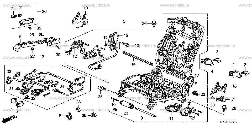 B-40-22 FRONT SEAT COMPONENTS (R.)(FULL POWER SEAT) (1)