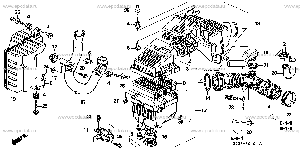 B-1-1 AIR CLEANER (1.6L SOHC) (SOHC VTEC)(DOHC VTEC)