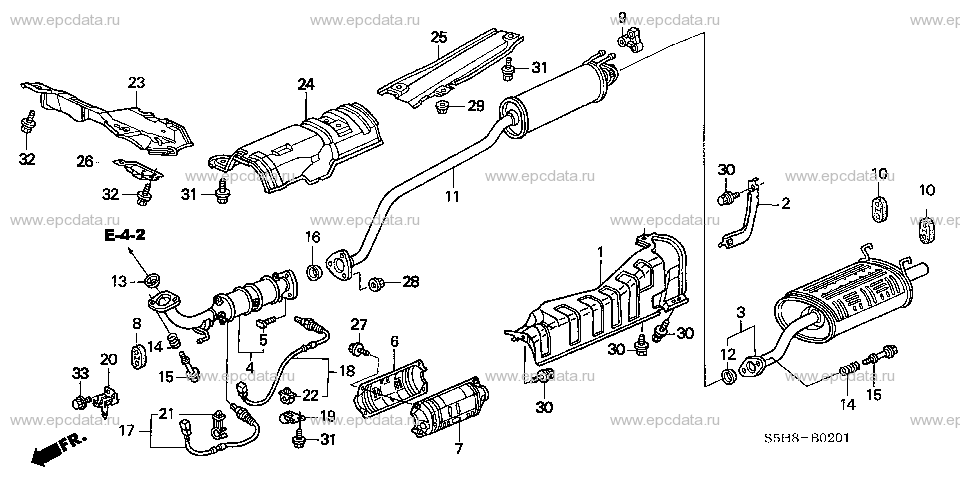 B-2-1 EXHAUST PIPE/SILENCER (2.0L)