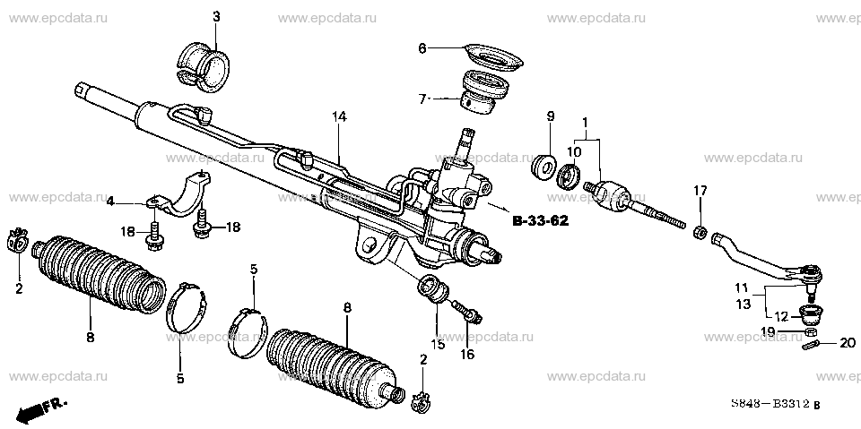 B-33-12 POWER STEERING GEAR BOX (V6) (LH) Applicabile: LH