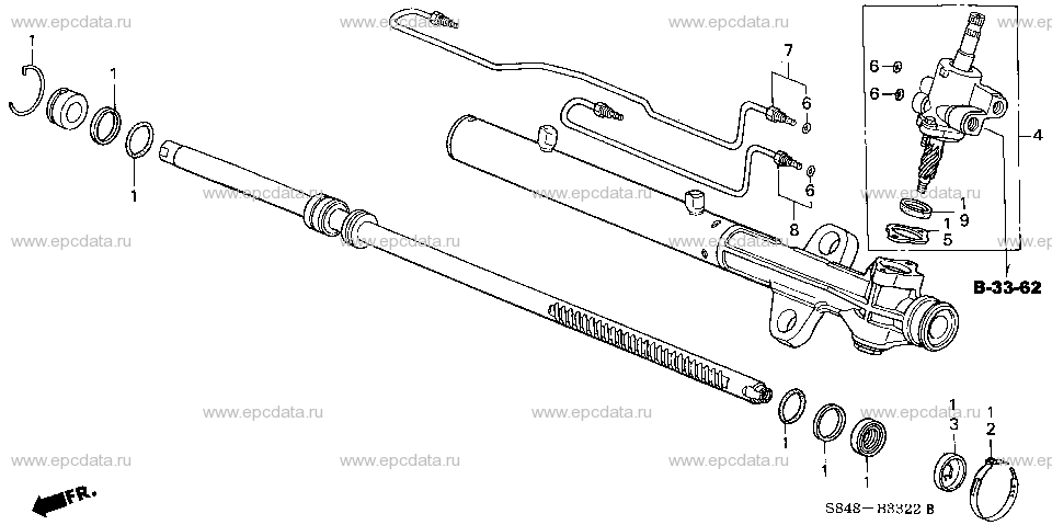 B-33-22 POWER STEERING GEAR BOX COMPONENTS (V6) (LH) Applicabile: LH